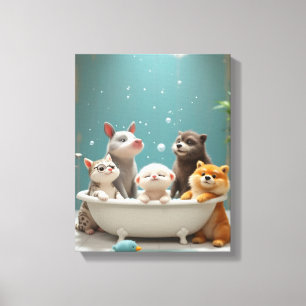 Impressão Em Tela Animais engraçados na banheira