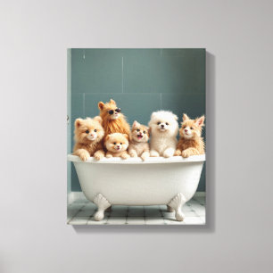 Impressão Em Tela Animais engraçados na banheira