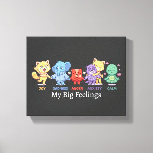 Impressão Em Tela Animais Fofos Kawaii Saúde Mental Emoções & Sentim
