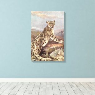 Impressão Em Tela Animais Selvagens Vintage, Leopardo da Neve por CE