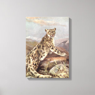 Impressão Em Tela Animais Selvagens Vintage, Leopardo de Neve por Ci