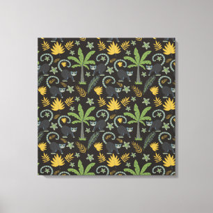 Impressão Em Tela Animais tropicais, palmeira-macaco, padrão sem des