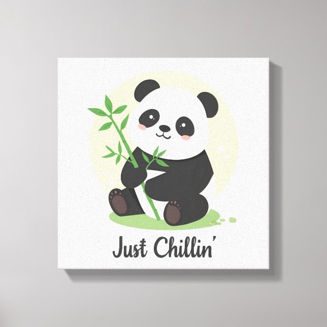 Impressão Em Tela Animal Relaxado com Folhas de Bambu (Frente)