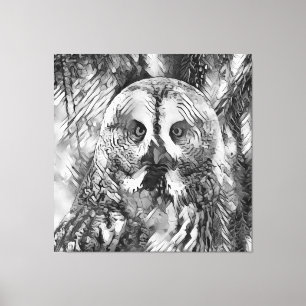 Impressão Em Tela AnimalArtBW_Owl_001