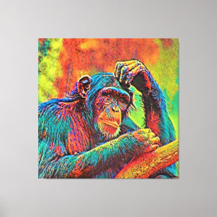 Impressão Em Tela AnimalColor_Chimpanzee_008