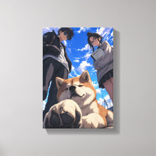 Impressão Em Tela Anime akita e seus amigos
