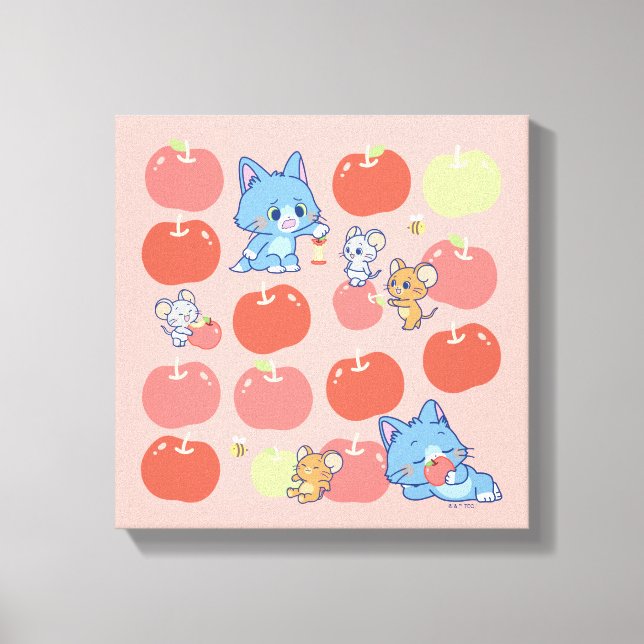 Impressão Em Tela Anime Tom, Jerry e Tuffy Apple Pattern (Frente)