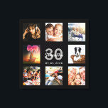 Impressão Em Tela aniversário de 30 anos personalizado colagem de fo<br><div class="desc">Um presente ou guardião único de aniversário de 30 anos, celebrando sua vida com uma colagem de 8 fotos suas. Adicione imagens de sua família, amigos, animais de estimação, hobbies ou destino de viagem de sonho. Personalize e adicione um nome, 30 anos e uma data. Cinzas e letras brancas. Um...</div>