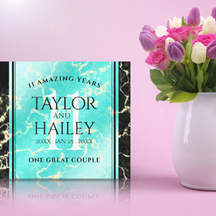 Impressão Em Tela Aniversário de Casamento da 11 Turquesa Elegante