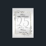 Impressão Em Tela Aniversário de Casamento de 25 Silver Gem & Glitte<br><div class="desc">Tela elegante e elegante de 25 prata de aniversário de casamento com prata com joias de gema de na moda prateada decorações de canto e moldura de borda brilhante colorida. Uma design romântica para sua celebração. Todo texto, fonte e cor da fonte são totalmente personalizáveis para atender às suas necessidades....</div>