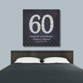 Impressão Em Tela Aniversário de Casamento de Diamante 60 Anos Real
