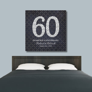 Impressão Em Tela Aniversário de Casamento de Diamante 60 Anos Real