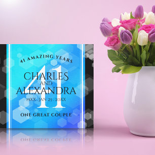 Impressão Em Tela Aniversário de Casamento de Topaz Azul Elegante 4