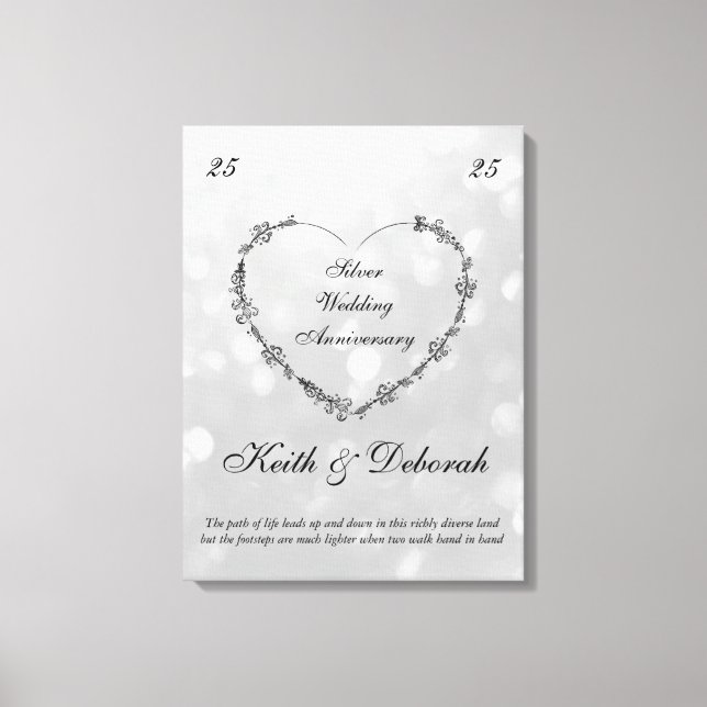 Impressão Em Tela Aniversário de Prata Personalizável (Frente)