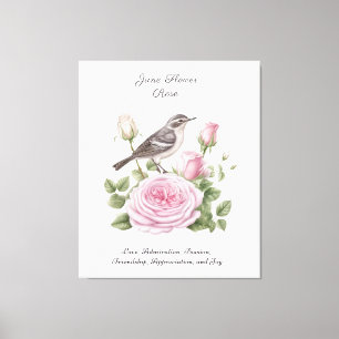 Impressão Em Tela Aniversário do Elegante Rosa de Flor do Mês do Nas