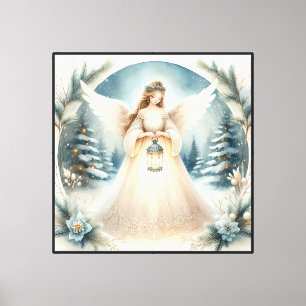 Impressão Em Tela Anjo Celestial Lanterna de Esperança do Inverno