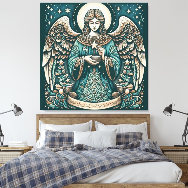 Impressão Em Tela Anjo Lindo Sob as estrelas (Insitu(Quarto))