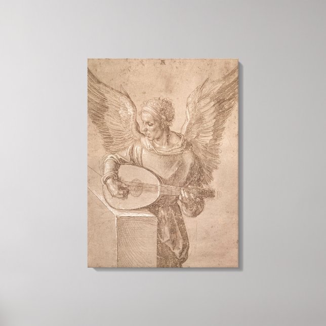 Impressão Em Tela Anjo tocando uma luta, 1491 (Frente)
