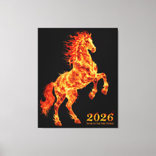 Impressão Em Tela Ano de 2026 do Cavalo de Fogo