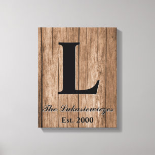 Impressão Em Tela Ano do Casamento Personalizado Monograma