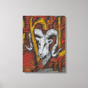 Impressão Em Tela Ano Do Grafite De Ram De Ovinos Caprinos