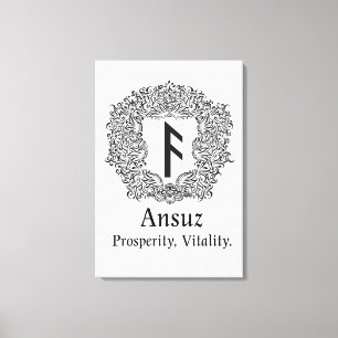 Impressão Em Tela Ansuz Rune / Prosperidade, Vitalidade