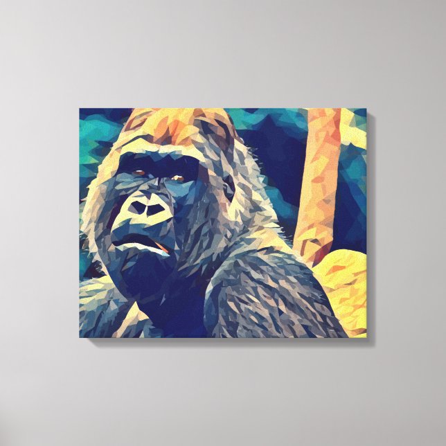 Impressão Em Tela Antiga Gorilla Original Abstrato, Arte da selva (Frente)