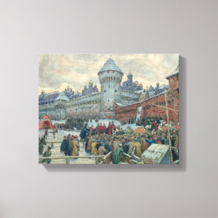 Impressão Em Tela Antiga Moscou, partida após uma briga