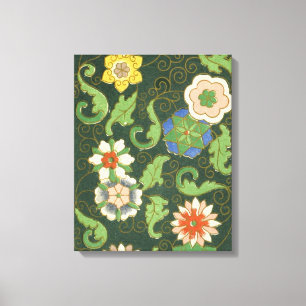 Impressão Em Tela Antigo Padrão Chinês de Cloisonné: Jade Verde