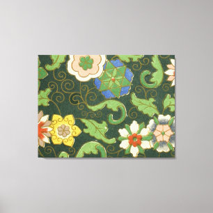 Impressão Em Tela Antigo Padrão Chinês de Cloisonné: Jade Verde