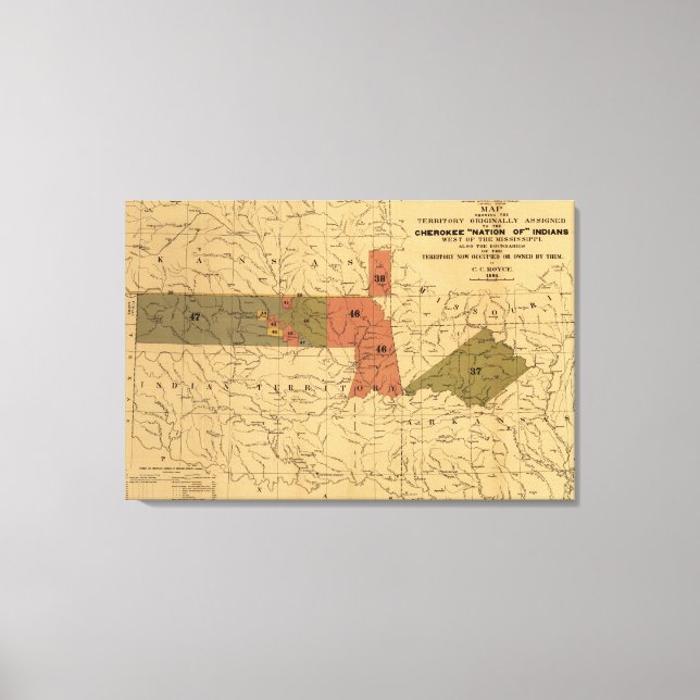 Impressão Em Tela Antigos limites da "Nação dos" índios Cherokee (Frente)