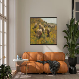 Impressão Em Tela Antiguamente Pastagem de Ovinos Vintage