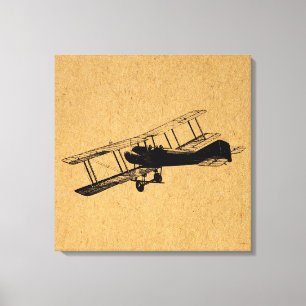 Impressão Em Tela Antiguidade Avião Vintage Avie Aeronáutica