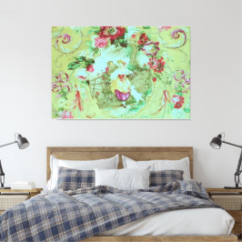 Impressão Em Tela Antiquado estilo Toile Rococo Vitoriano Verde