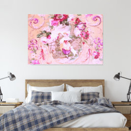 Impressão Em Tela Antiquado Estilo Vitoriano de Rococo Toile Rosa Fl