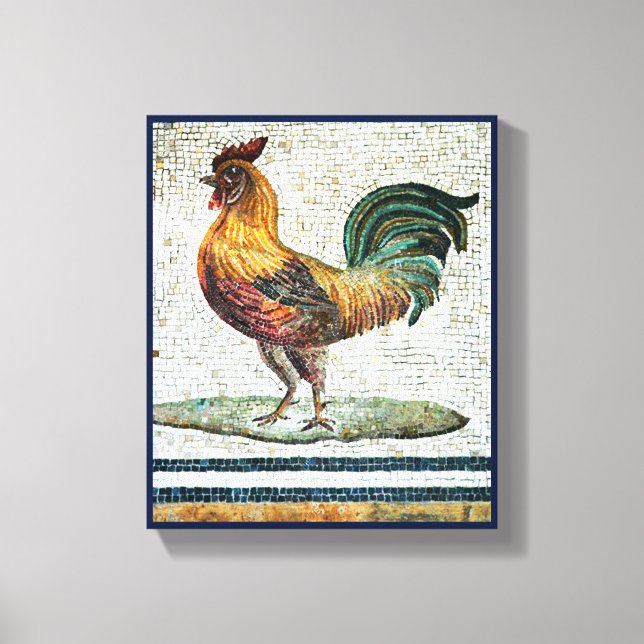 IMPRESSÃO EM TELA ANTIQUE ROMAN MOSAICS / ROOSTER (Frente)
