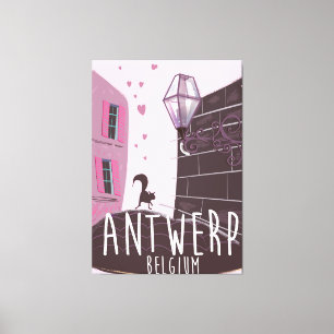 Impressão Em Tela Antuérpia, Poster de viagens da Bélgica