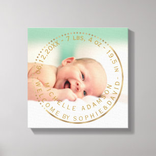 Impressão Em Tela Anúncio de Nascimento Dourado Keepsasaara Foto de