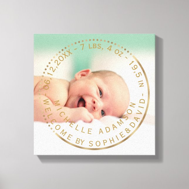 Impressão Em Tela Anúncio de Nascimento Dourado Keepsasaara Foto de  (Frente)