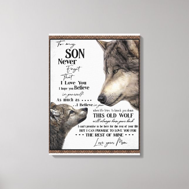 Impressão Em Tela Ao Meu Filho Presente, Mãe E Filho, Carta De Amor  (Frente)