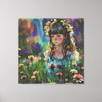 *~ AP56 Pintura De Rapariga De Flor Selvagem