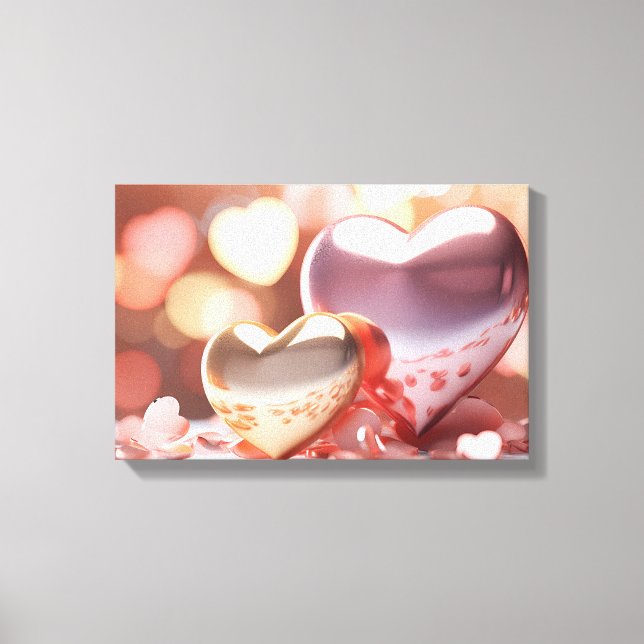 Impressão Em Tela Aparência "Metálica" Dourado, Prata e Dourado Rosa (Frente)