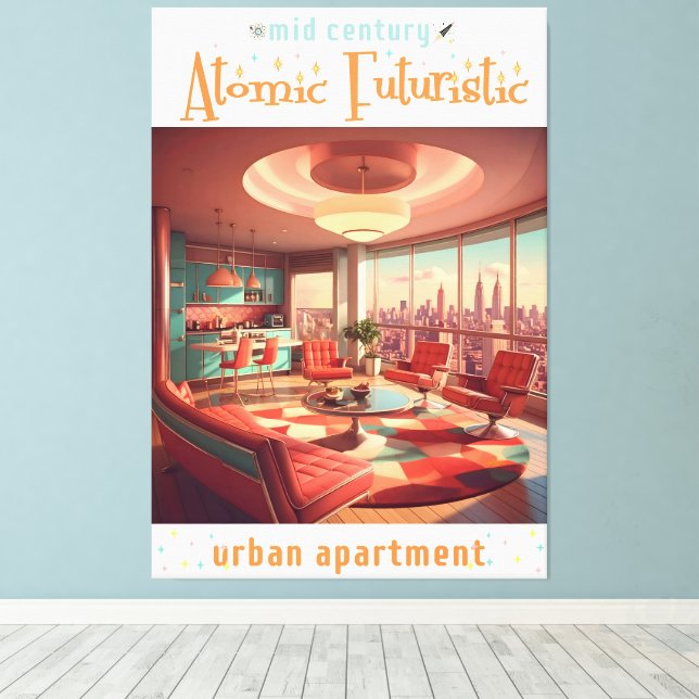 Impressão Em Tela Apartamento Urbano Futurista Atômico (Insitu(piso de madeira))