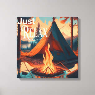 Impressão Em Tela Apenas Relaxar Tema de Acampamento Arte Digita