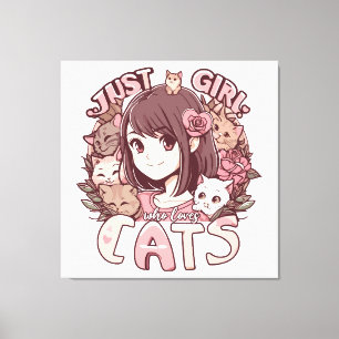 Impressão Em Tela apenas uma garota que ama gatos