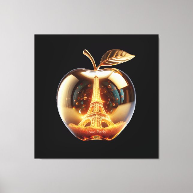 Impressão Em Tela Apple Love Paris (Frente)