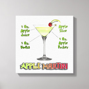 Impressão Em Tela Appletini - Apple Martini Cocktail Receita 12"x12"