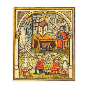 Impressão Em Tela Aprendizes em um laboratório medieval