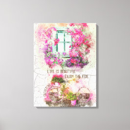 Impressão Em Tela Aproveite o passeio | Bicicleta De Aquarela Com Fl