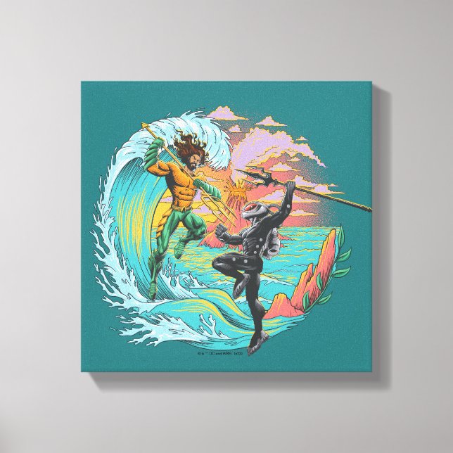 Impressão Em Tela Aquaman & Black Manta Tidal Wave (Frente)